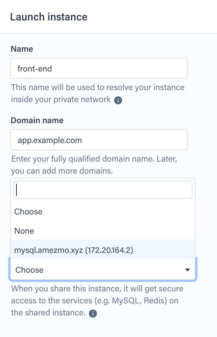 Launch dedicated Database instance